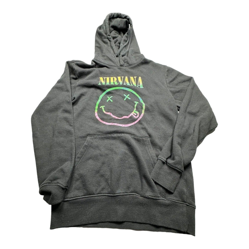 H&M Divided Nirvana Adult Pullover Hoodie X-Small Smiley Logo Graphic